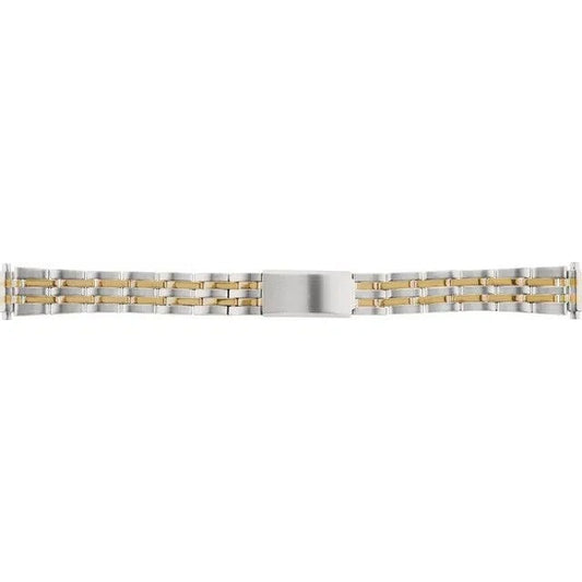 Ladies Two-Tone Stainless Spring-End Adjustable Link Watch Band 12-16mm
