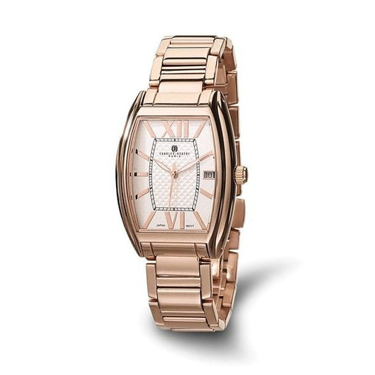 Charles-Hubert Paris Womens Rose Gold Watch With Roman Numerals & Date Display