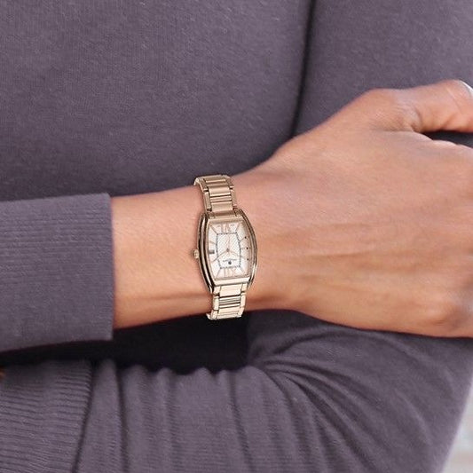 Charles-Hubert Paris Womens Rose Gold Watch With Roman Numerals & Date Display