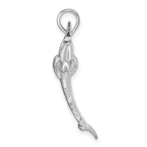 Sterling Silver 925 Marlin Fish Pendant 29mm X 11mm White