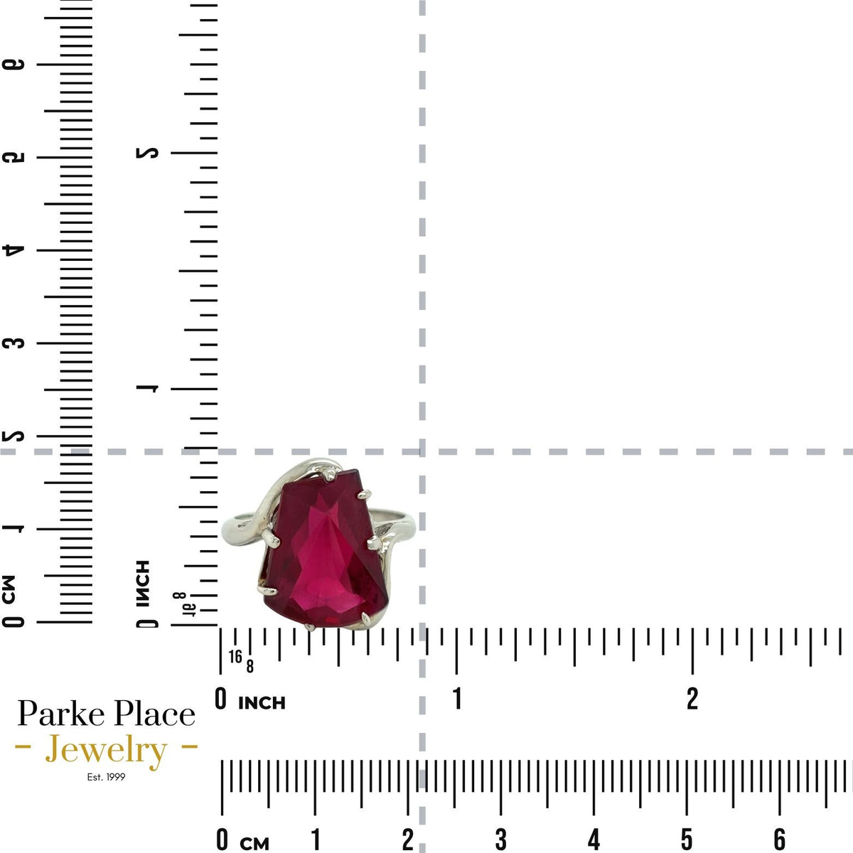 10K White Gold Lab-Created Ruby Solitaire Ring Size 7.5
