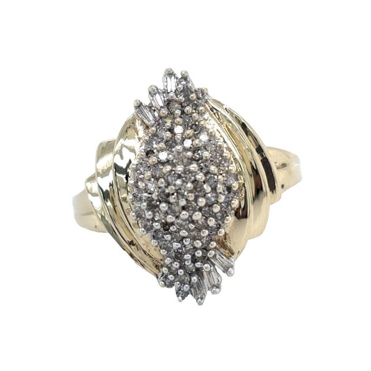 1/2 ctw Diamond Cocktail Size 10 Ring 10k Yellow Gold 4.3g