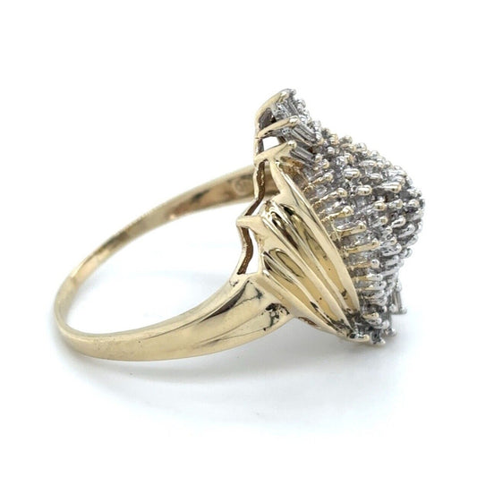 1/2 ctw Diamond Cocktail Size 10 Ring 10k Yellow Gold 4.3g