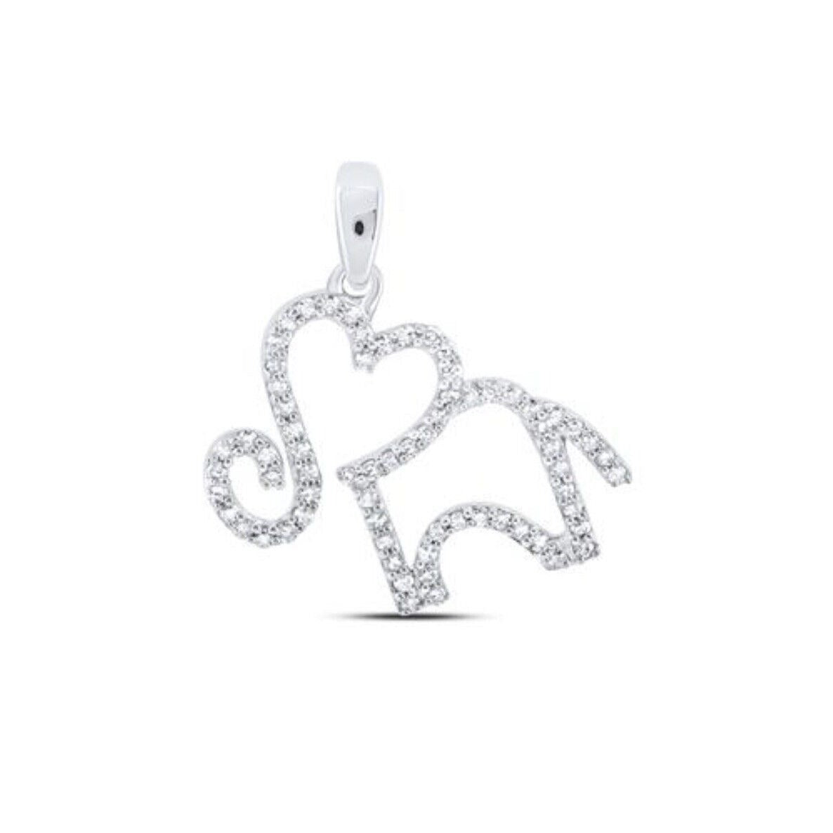 10K White Gold 1/5 ctw Diamond Elephant Heart Pendant