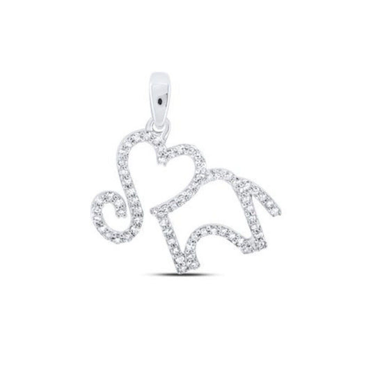 10K White Gold 1/5 ctw Diamond Elephant Heart Pendant