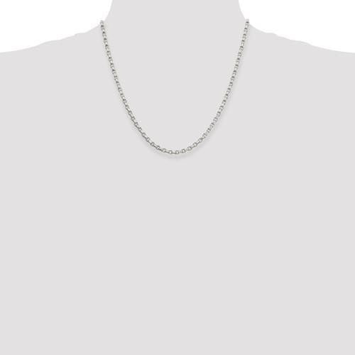 Sterling Silver 3.5mm Diamond-Cut Rolo Chain Necklace 20 Inch Length