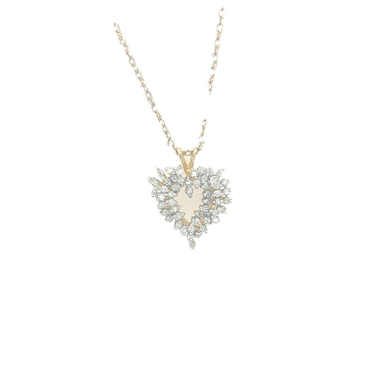 14K Yellow GOLD .25 Diamond HART PENDANT  18" CHAIN 3.3g