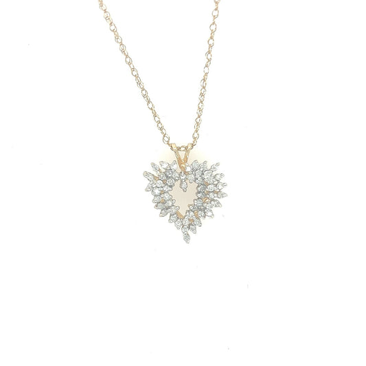 14K Yellow GOLD .25 Diamond HART PENDANT  18" CHAIN 3.3g