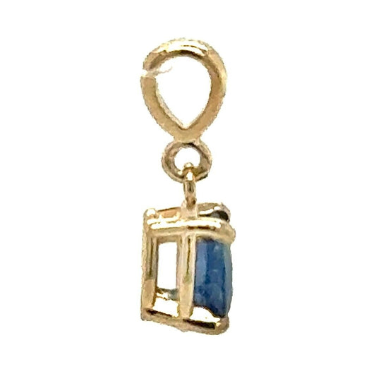 1/2ct Solitaire Oval Blue Sapphire 14K Yellow Gold Pendant 0.4g