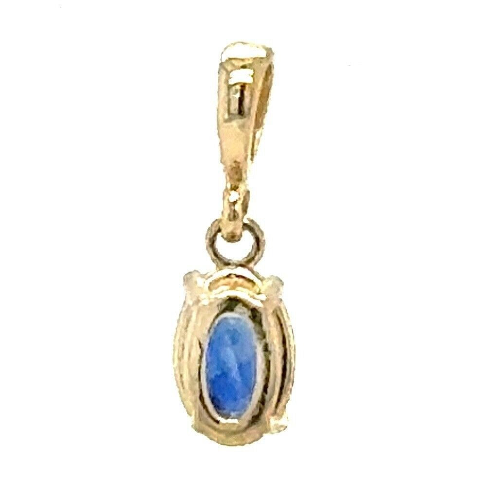 1/2ct Solitaire Oval Blue Sapphire 14K Yellow Gold Pendant 0.4g