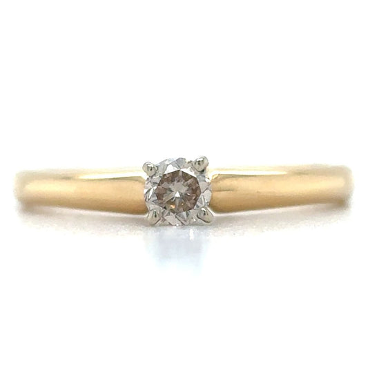 14k Yellow Gold 1/7ctw Diamond Solitaire Size 7.5 Engagement Ring 1.8g