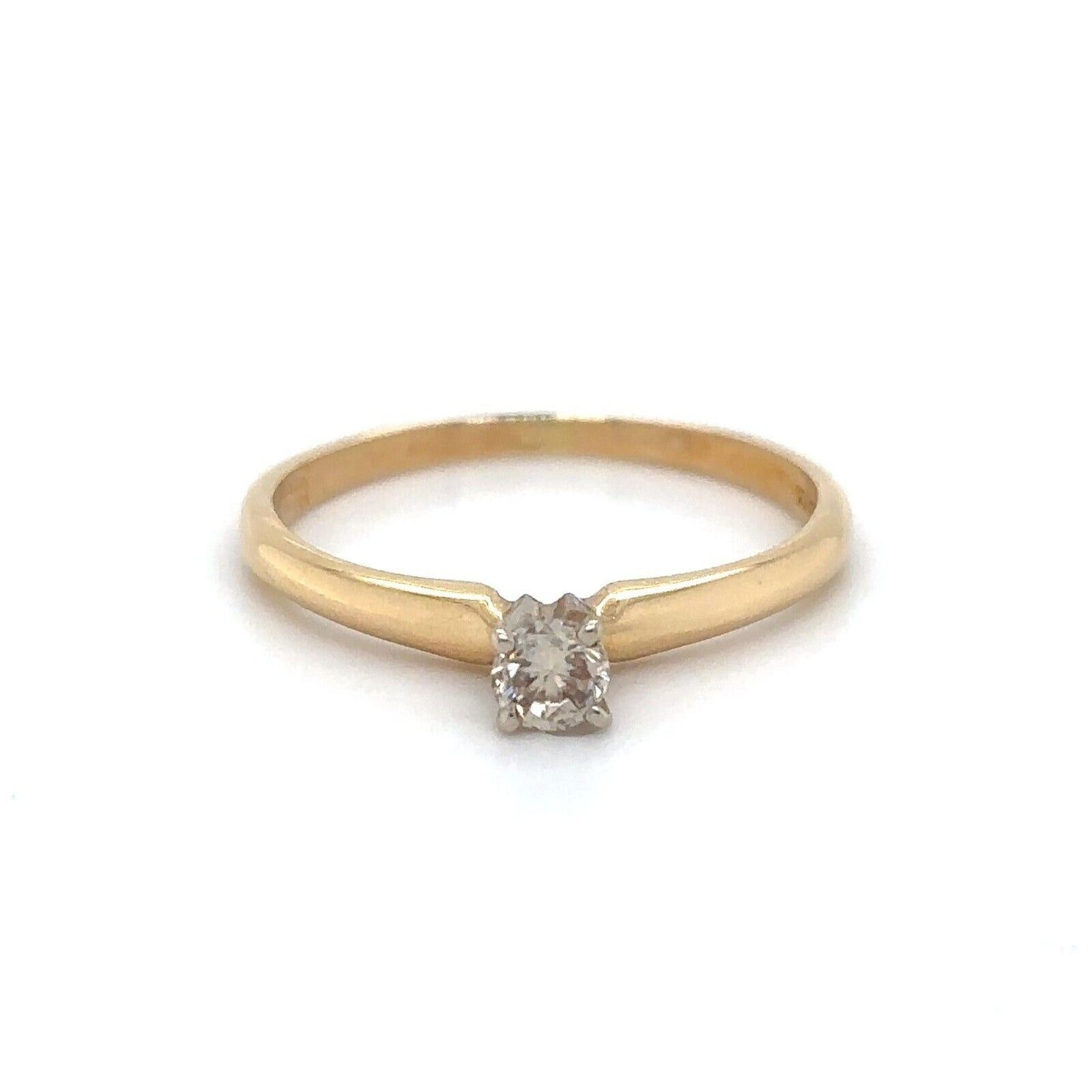 14k Yellow Gold 1/7ctw Diamond Solitaire Size 7.5 Engagement Ring 1.8g