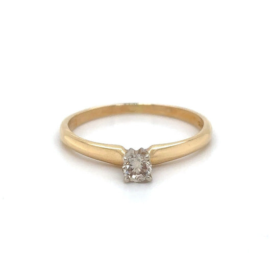 14k Yellow Gold 1/7ctw Diamond Solitaire Size 7.5 Engagement Ring 1.8g