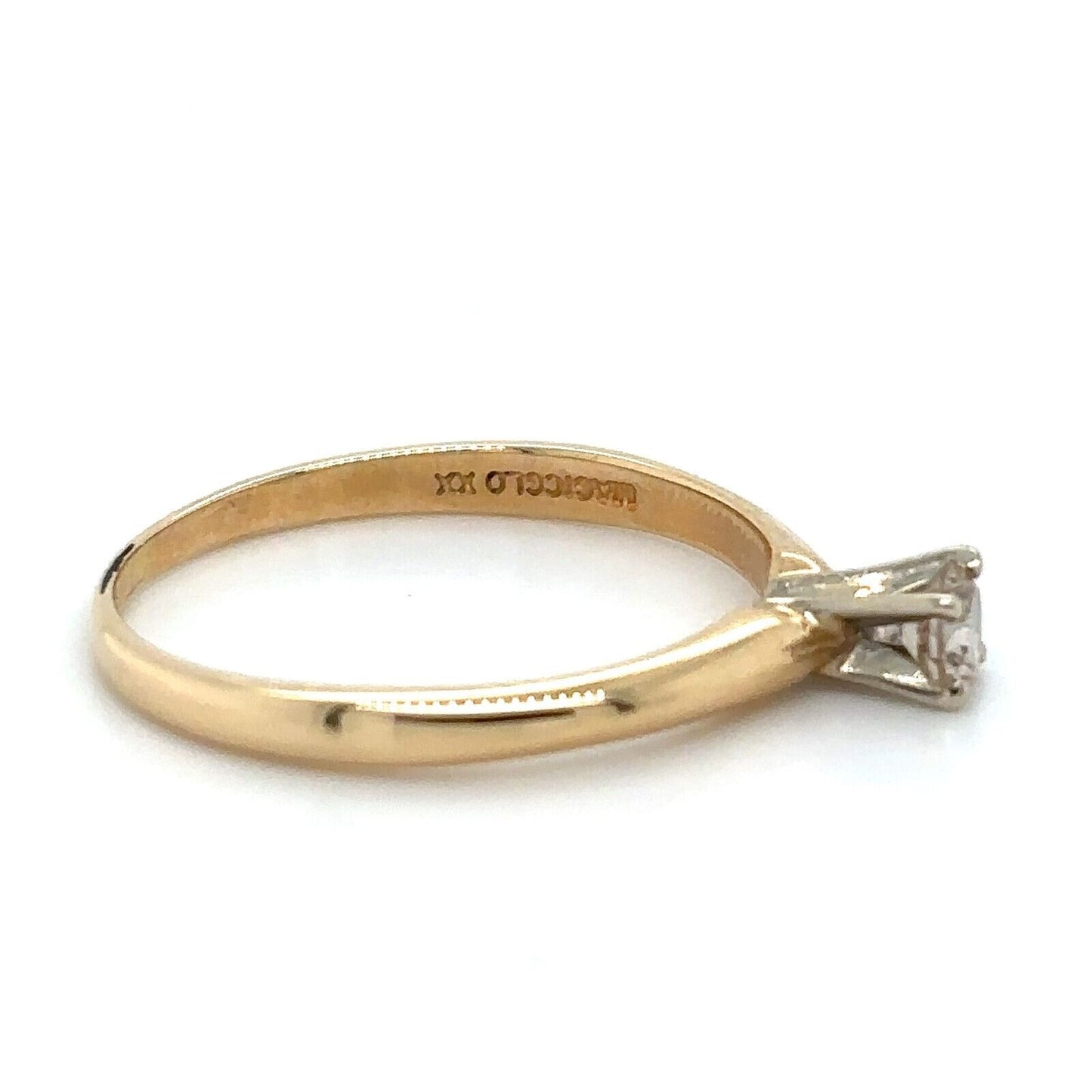 14k Yellow Gold 1/7ctw Diamond Solitaire Size 7.5 Engagement Ring 1.8g