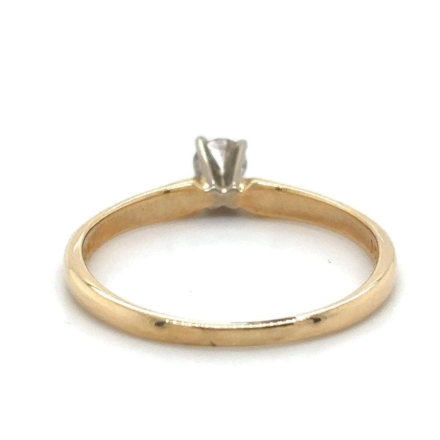 14k Yellow Gold 1/7ctw Diamond Solitaire Size 7.5 Engagement Ring 1.8g