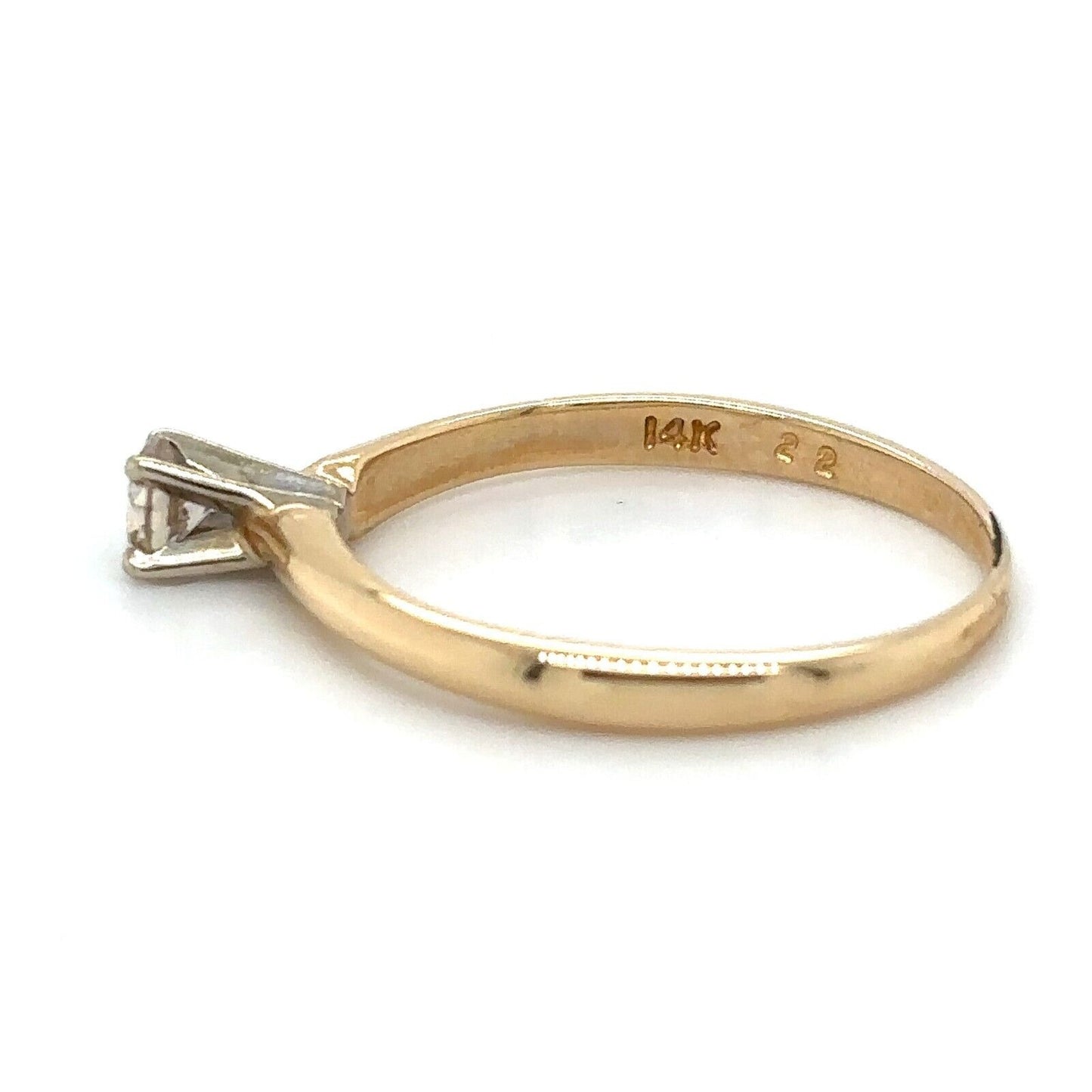 14k Yellow Gold 1/7ctw Diamond Solitaire Size 7.5 Engagement Ring 1.8g