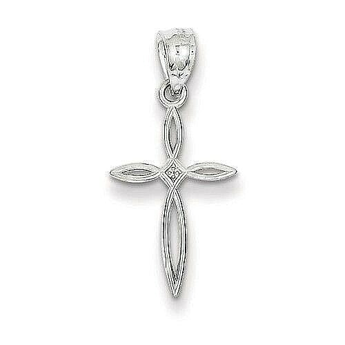 14K White Gold Passion Cross Charm Pendant