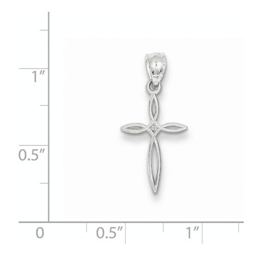 14K White Gold Passion Cross Charm Pendant