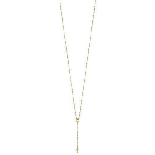 14k Semi-Solid Gold 20 inch Virgin Mary Beads Rosary Necklace Rosario