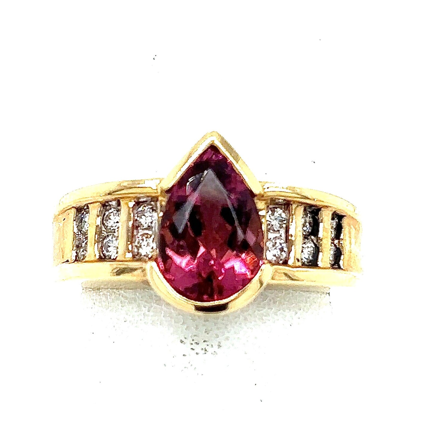 Created Pink Tourmaline Ring REAL Solid 14k Yellow Gold 8.0g Size 7