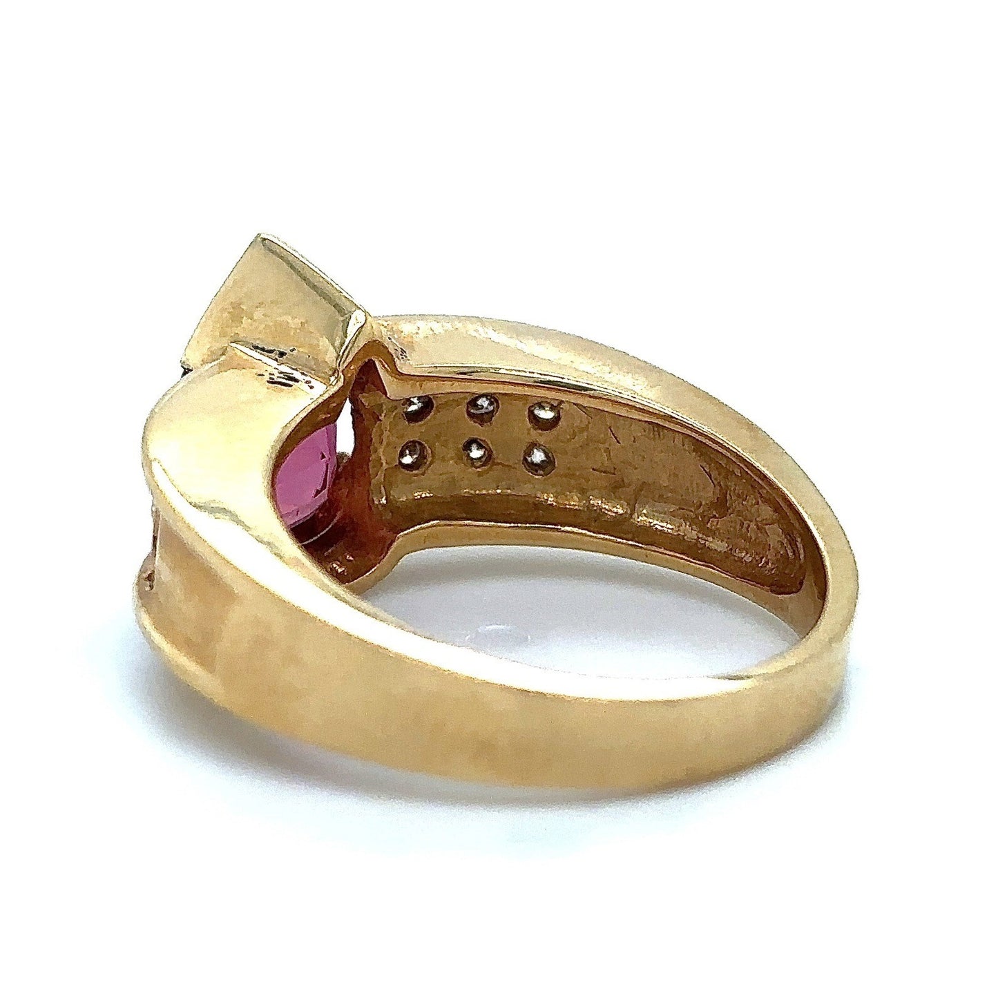 Created Pink Tourmaline Ring REAL Solid 14k Yellow Gold 8.0g Size 7