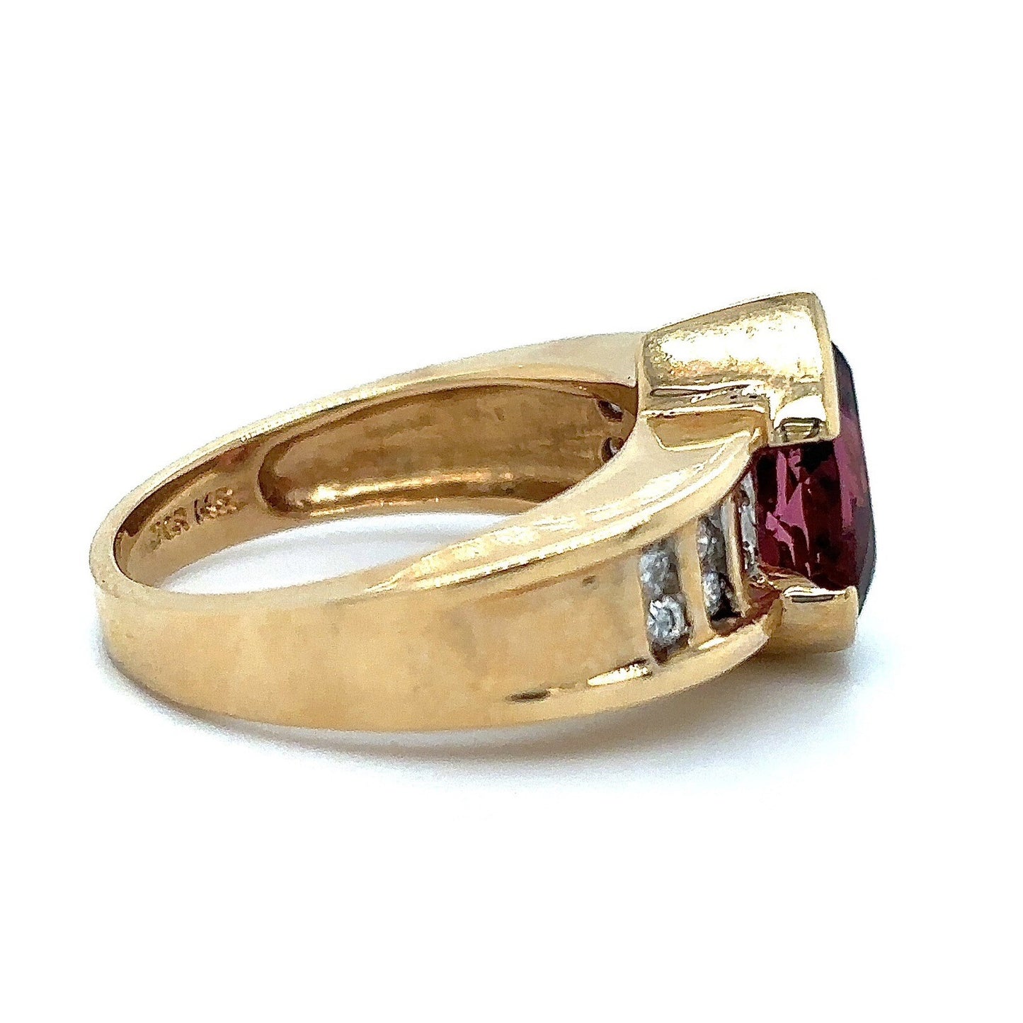 Created Pink Tourmaline Ring REAL Solid 14k Yellow Gold 8.0g Size 7