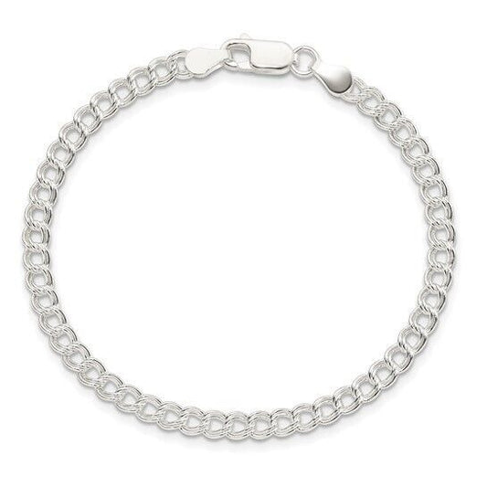 Sterling Silver 4.25mm Double Link Charm 8 inch Bracelet