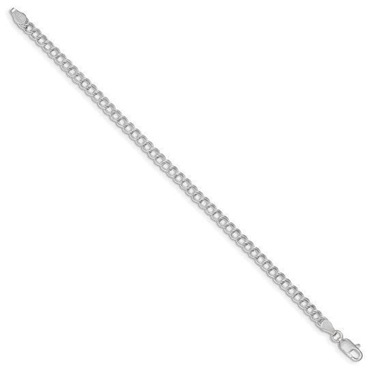 Sterling Silver 4.25mm Double Link Charm 8 inch Bracelet