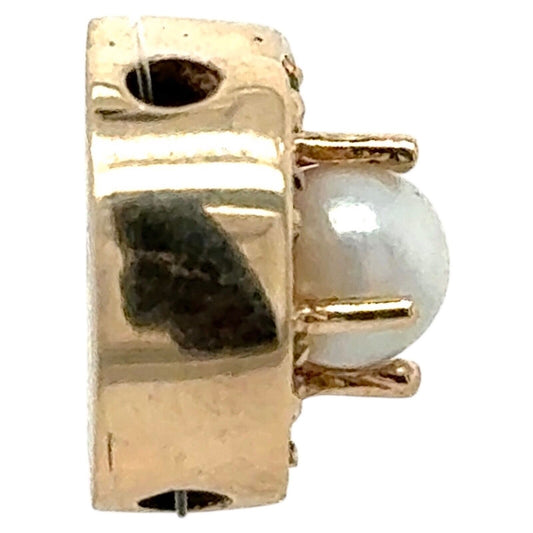 10K Yellow Gold Pearl & Emerald Bracelet Slide 5.3g Intricate Design