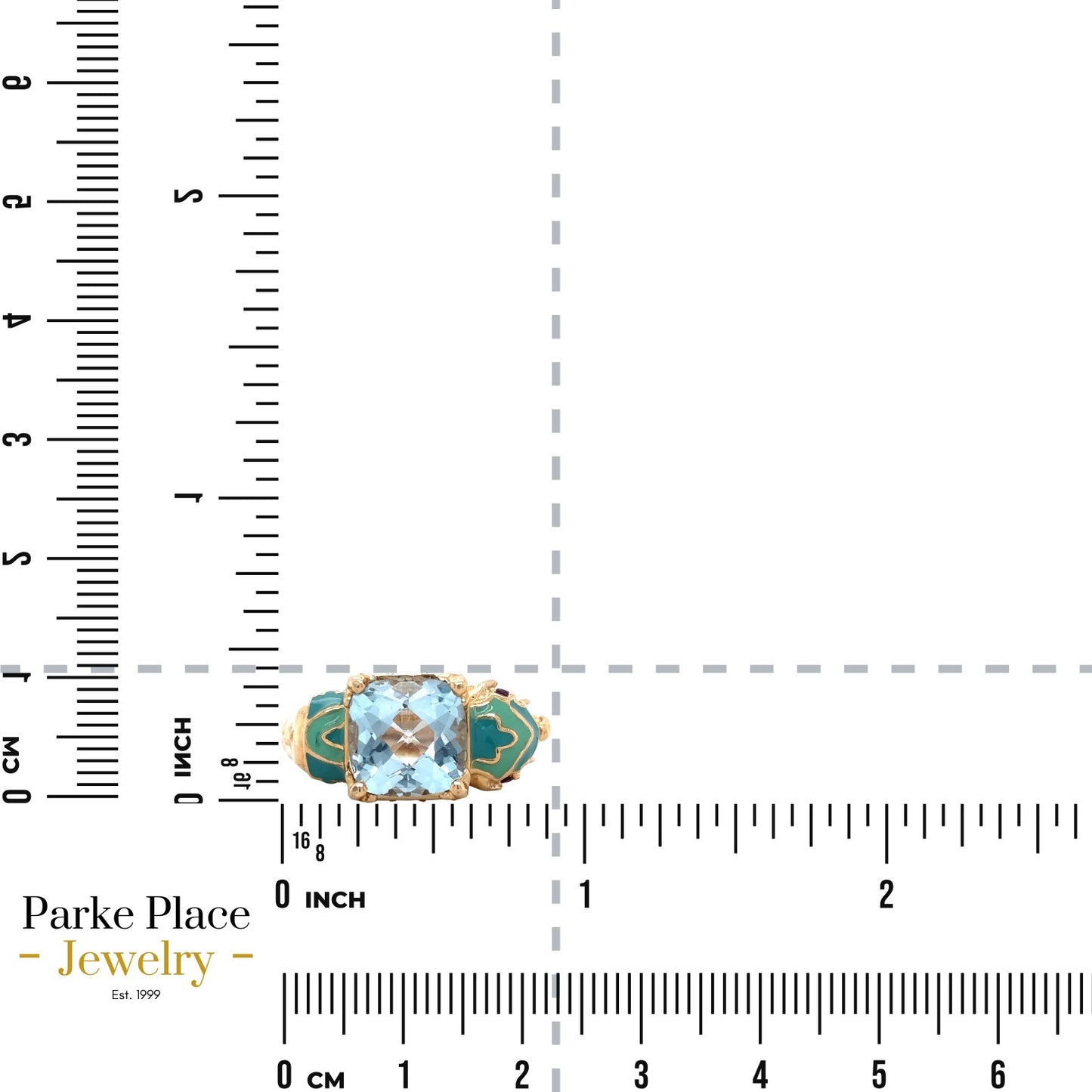 14K Yellow Gold Blue Topaz & Amethyst Enamel Elephant Ring 7.0g Size 5.75