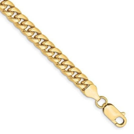 Leslie's 10k Yellow Gold 6mm Semi-Solid Miami Cuban Chain 8in Bracelet