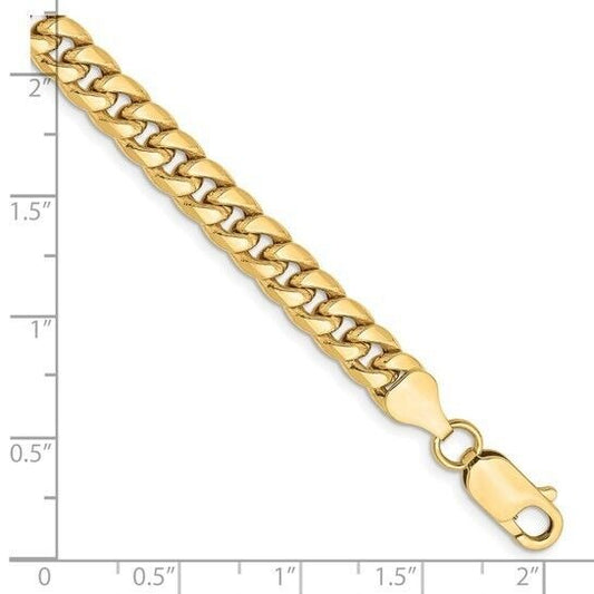 Leslie's 10k Yellow Gold 6mm Semi-Solid Miami Cuban Chain 8in Bracelet