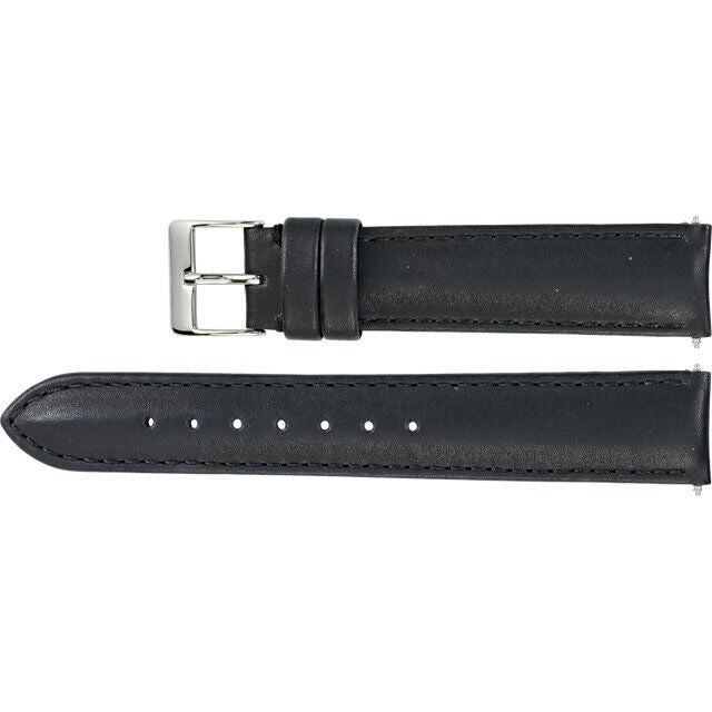 Men's 20mm Regular Black Leather Water-Resistant Padded Watch Strap Band