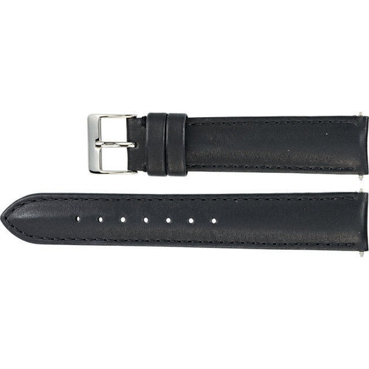 Men's 20mm Regular Black Leather Water-Resistant Padded Watch Strap Band