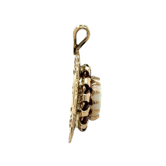 Opal and Garnet 10k Yellow Gold Pendant 1.7g
