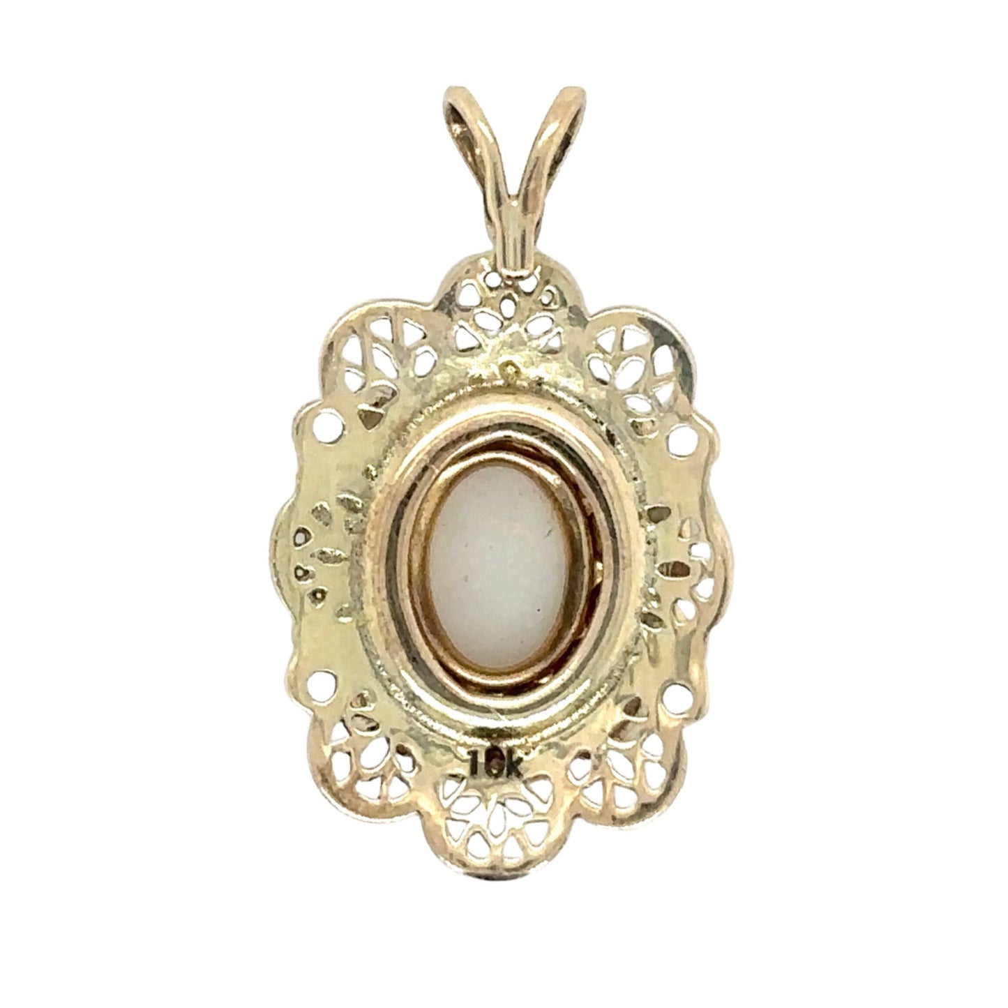 Opal and Garnet 10k Yellow Gold Pendant 1.7g