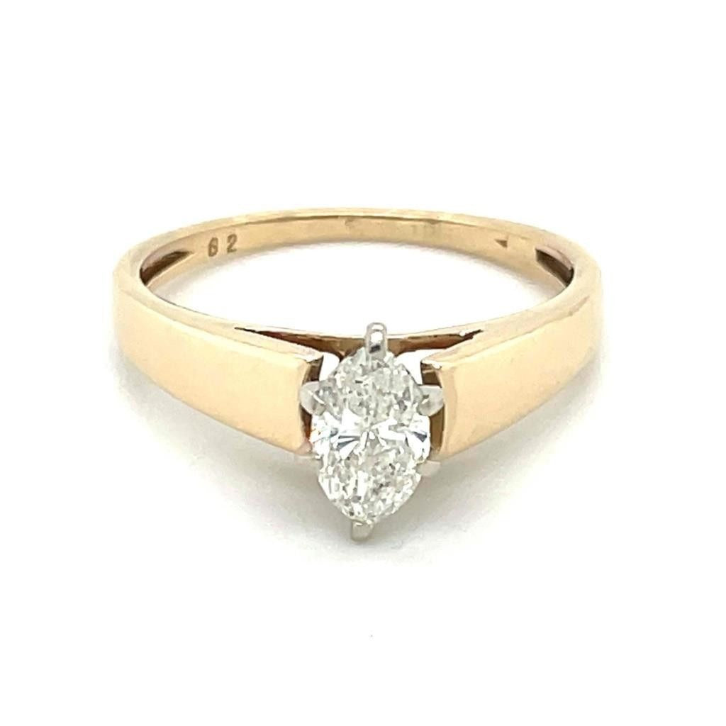 1/2ct Diamond Solitaire Engagement Ring REAL Solid 14K Yellow Gold 2.4g Size 7