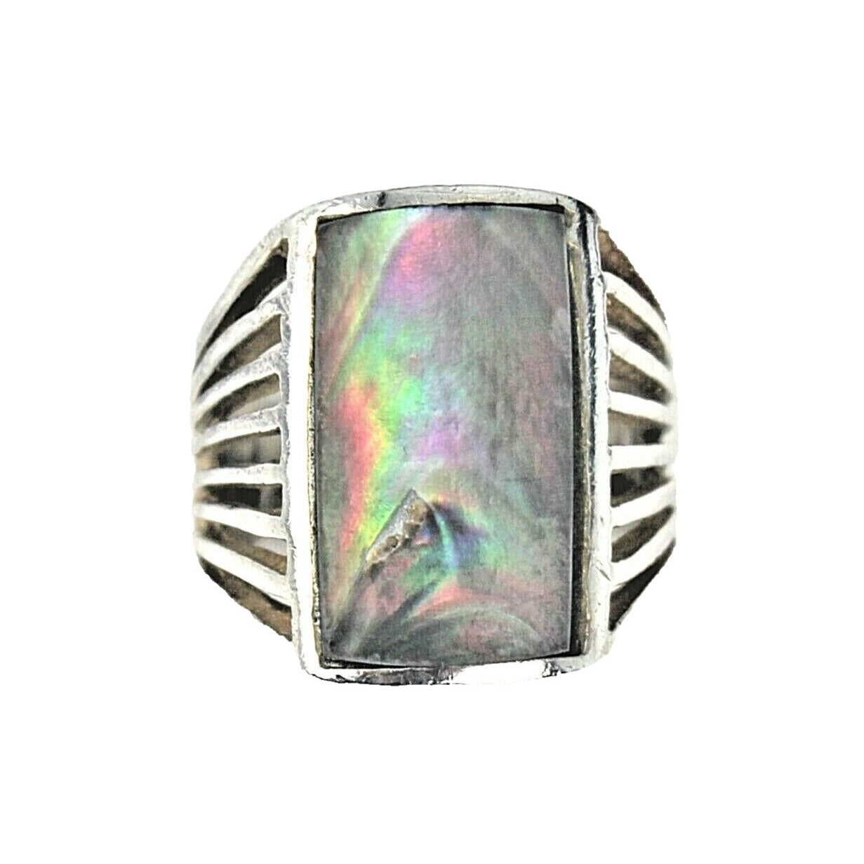 Sterling Silver Abalone Shell Ring 7.9g Size 7.5
