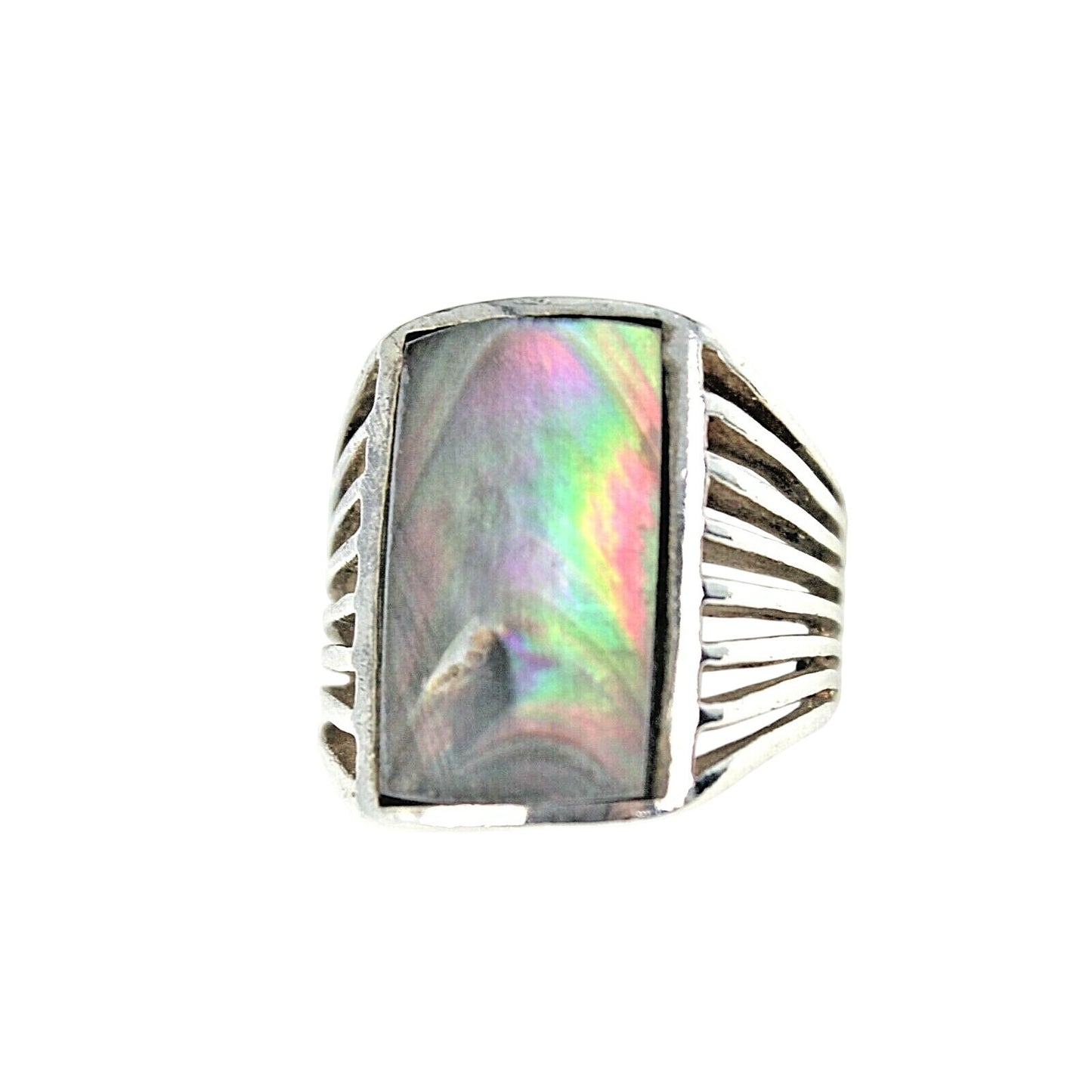 Sterling Silver Abalone Shell Ring 7.9g Size 7.5