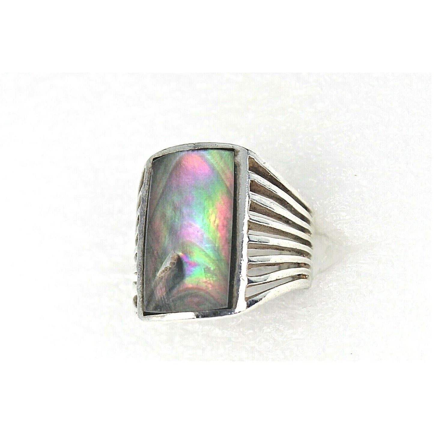 Sterling Silver Abalone Shell Ring 7.9g Size 7.5
