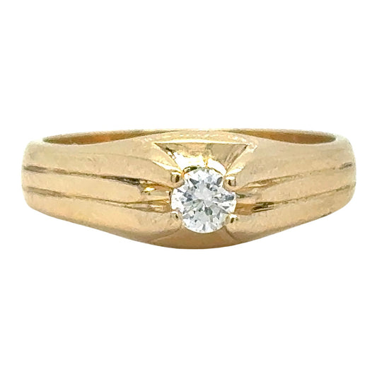 1/5 Ct Diamond Solitaire Ring 14k Yellow Gold Band 6g Size 9.25