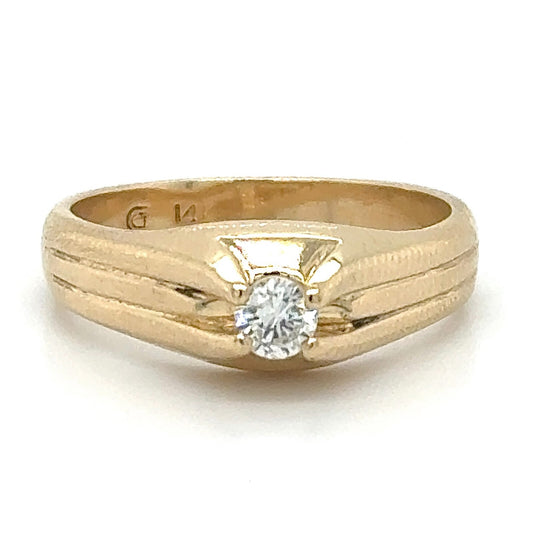 1/5 Ct Diamond Solitaire Ring 14k Yellow Gold Band 6g Size 9.25
