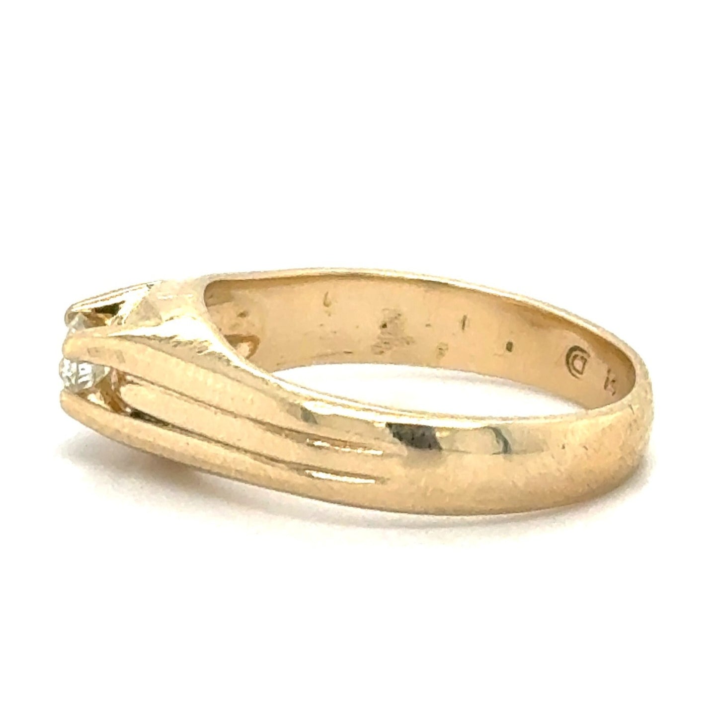 1/5 Ct Diamond Solitaire Ring 14k Yellow Gold Band 6g Size 9.25