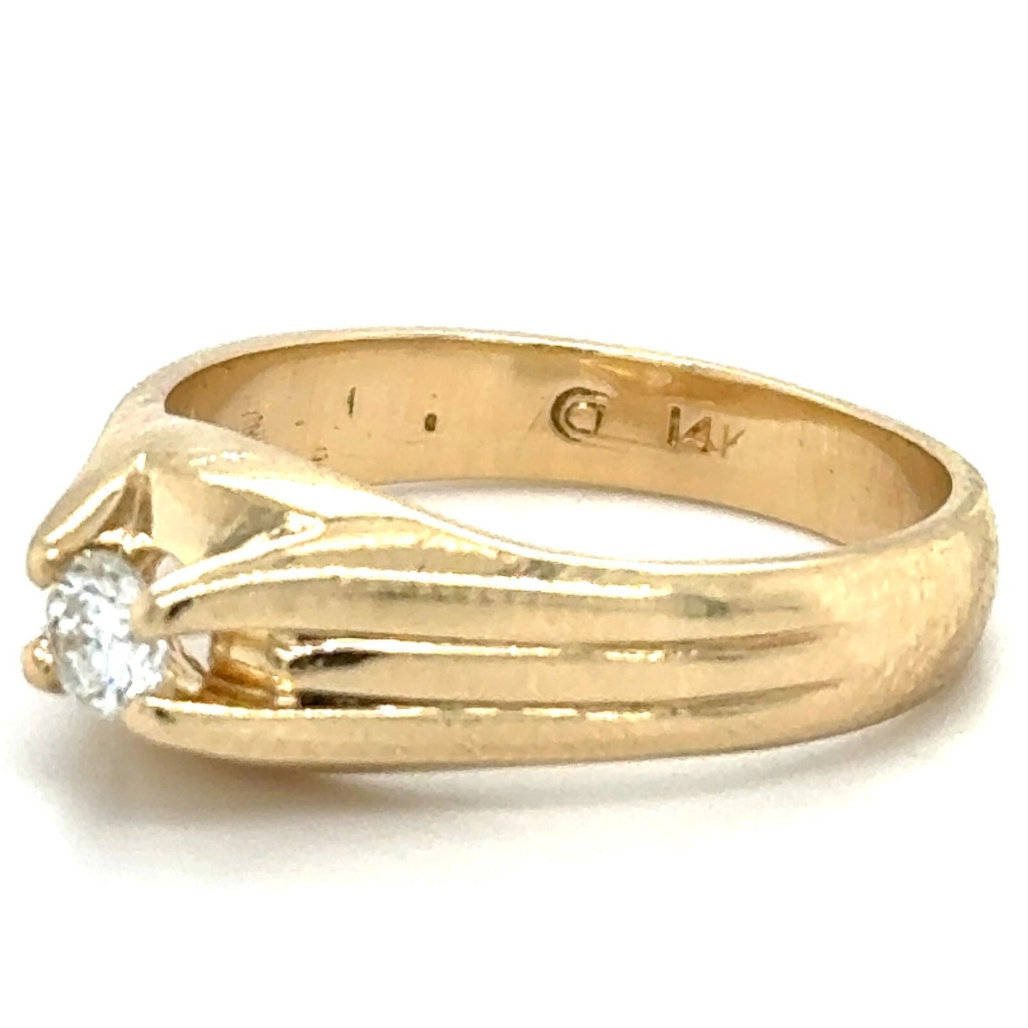 1/5 Ct Diamond Solitaire Ring 14k Yellow Gold Band 6g Size 9.25