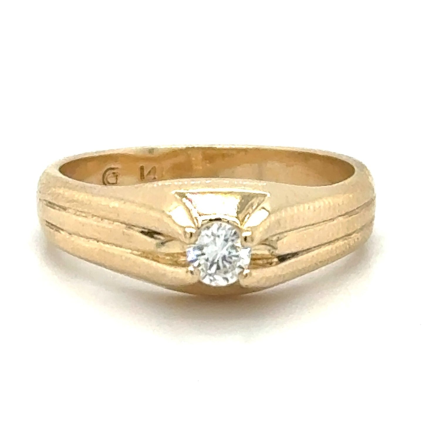 1/5 Ct Diamond Solitaire Ring 14k Yellow Gold Band 6g Size 9.25