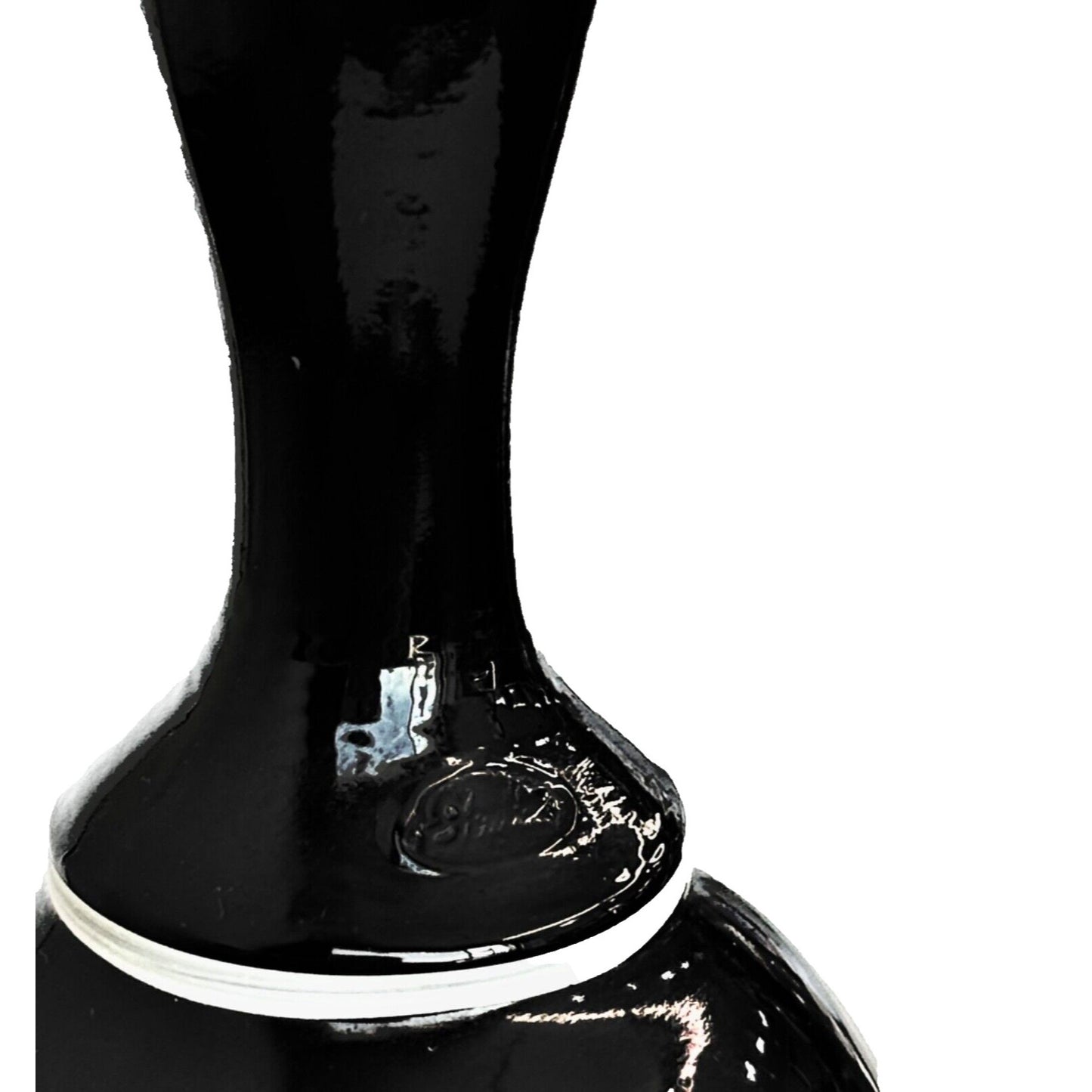 Fenton Black Bell Hand painted White Floral and Signed