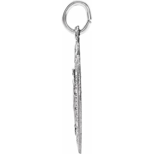 Oval Sterling Silver Miraculous Virgin Mary Medal Pendant Religious Catholic Charm