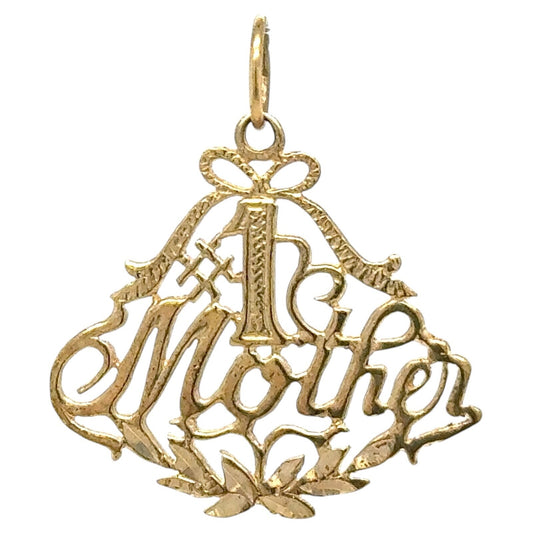 #1 Mother Filigree 14k Yellow Gold Pendant 0.9g