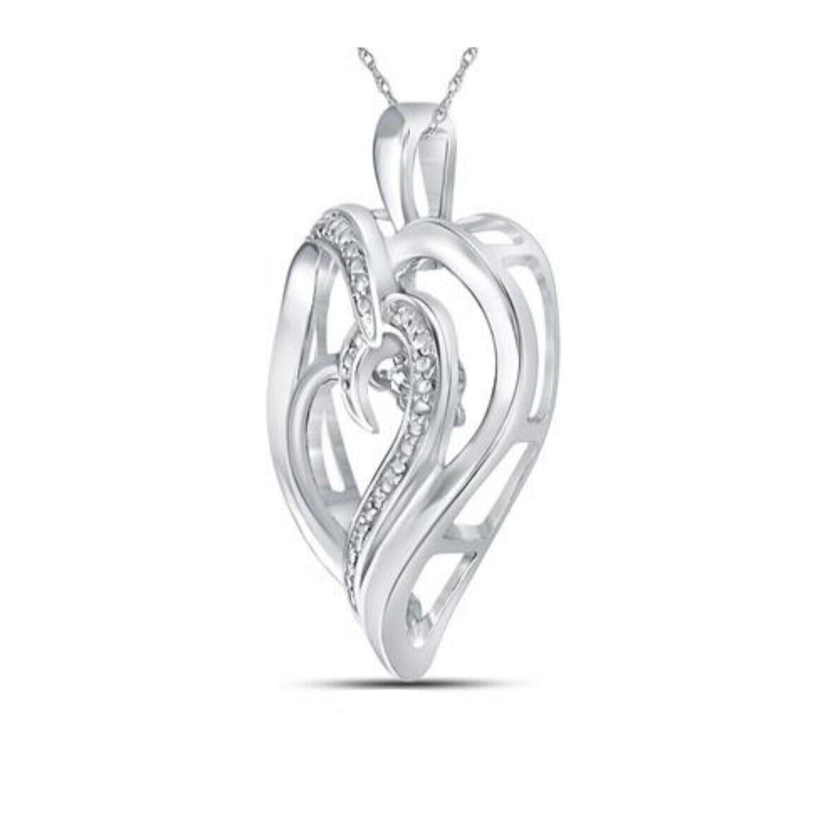 Sterling Silver Diamond Heart Pendant .03 ctw Twinkle Moving Design