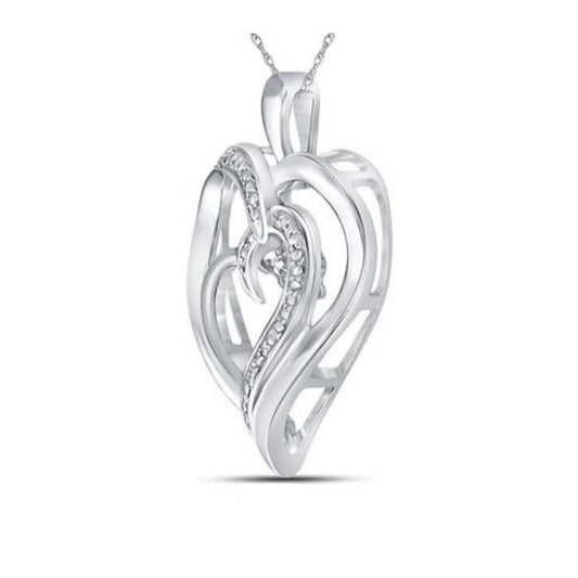 Sterling Silver Diamond Heart Pendant .03 ctw Twinkle Moving Design